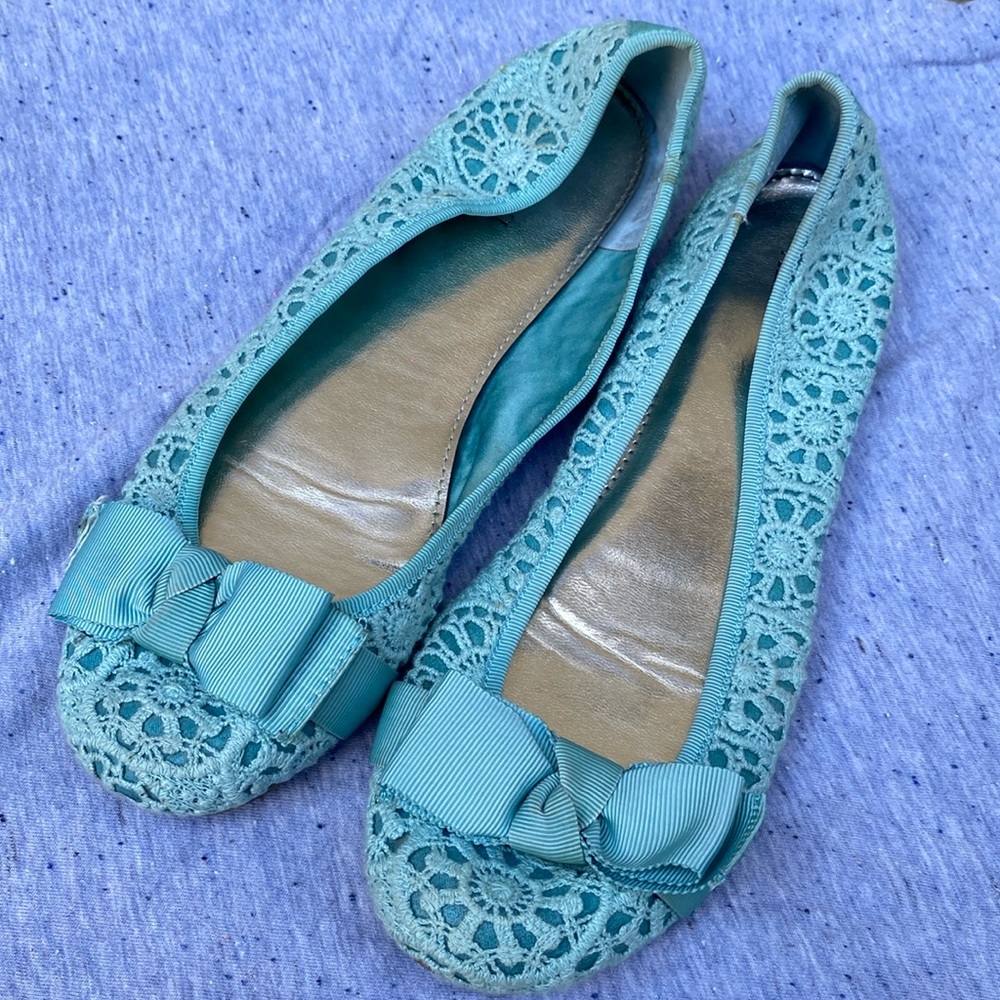 2/$15 Alfani Blue Lace Bow Flats
